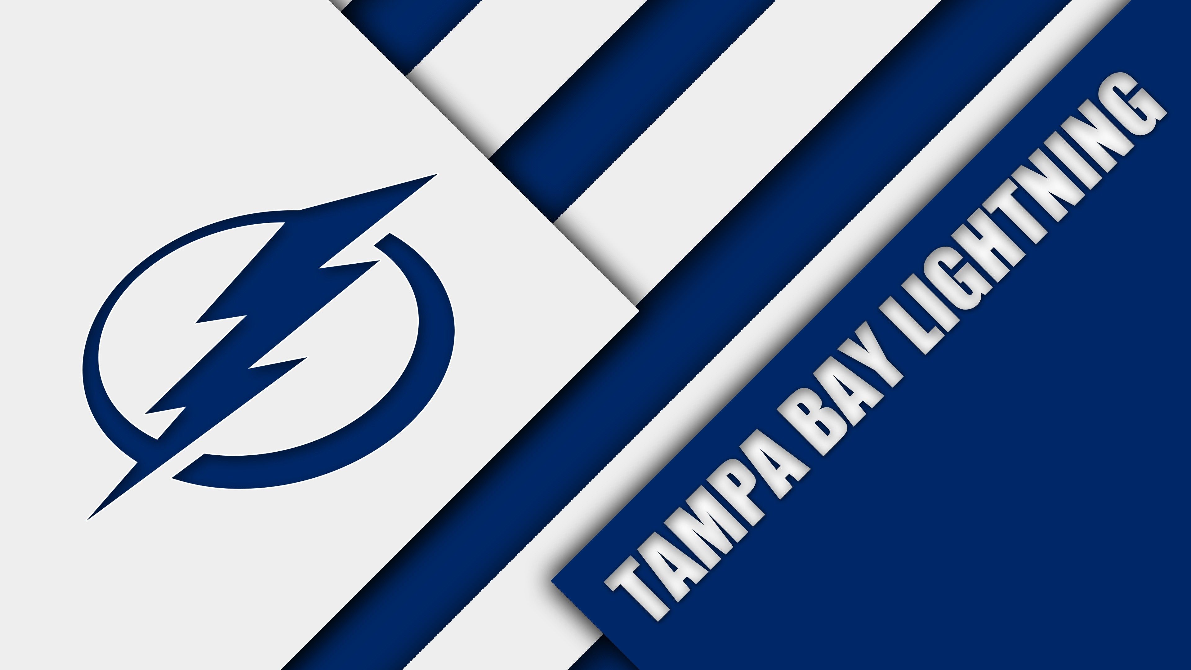 Tampa Bay Lightning Logo - Emblem Logo NHL Tampa Bay Lightning In White And Blue Striped Background  Basketball 4K HD Sports Wallpapers | HD Wallpapers | ID #39571