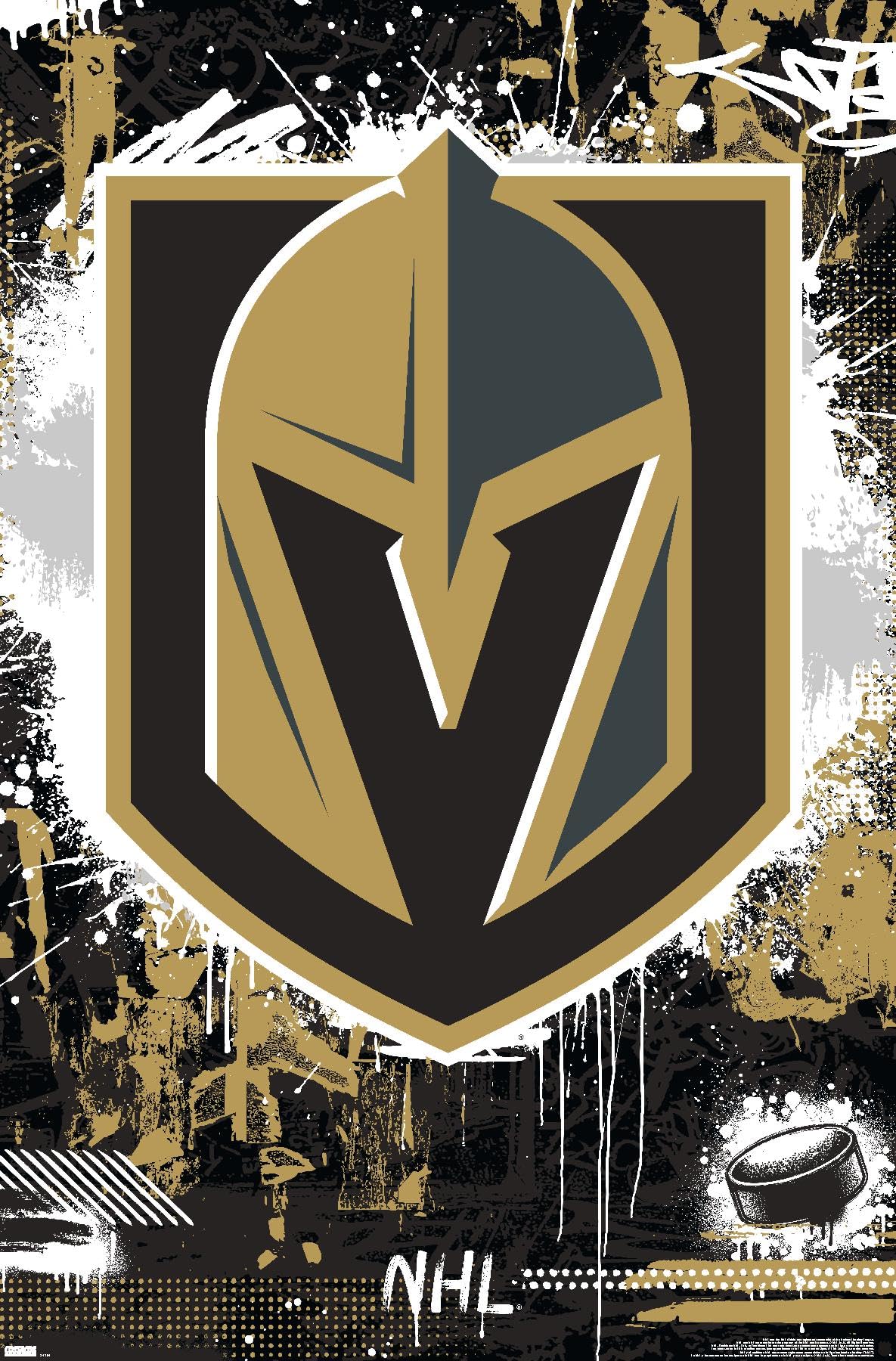Vegas Golden Knights Logo - Amazon.com: Trends International NHL Vegas Golden Knights - Maximalist Logo  23 Wall Poster, 34L x 22.4W, Premium Unframed Version : Sports & Outdoors