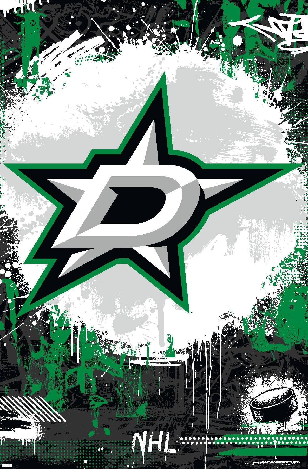 Dallas Stars Logo - Amazon.com: NHL Dallas Stars - Maximalist Logo 23 Wall Poster, 34L