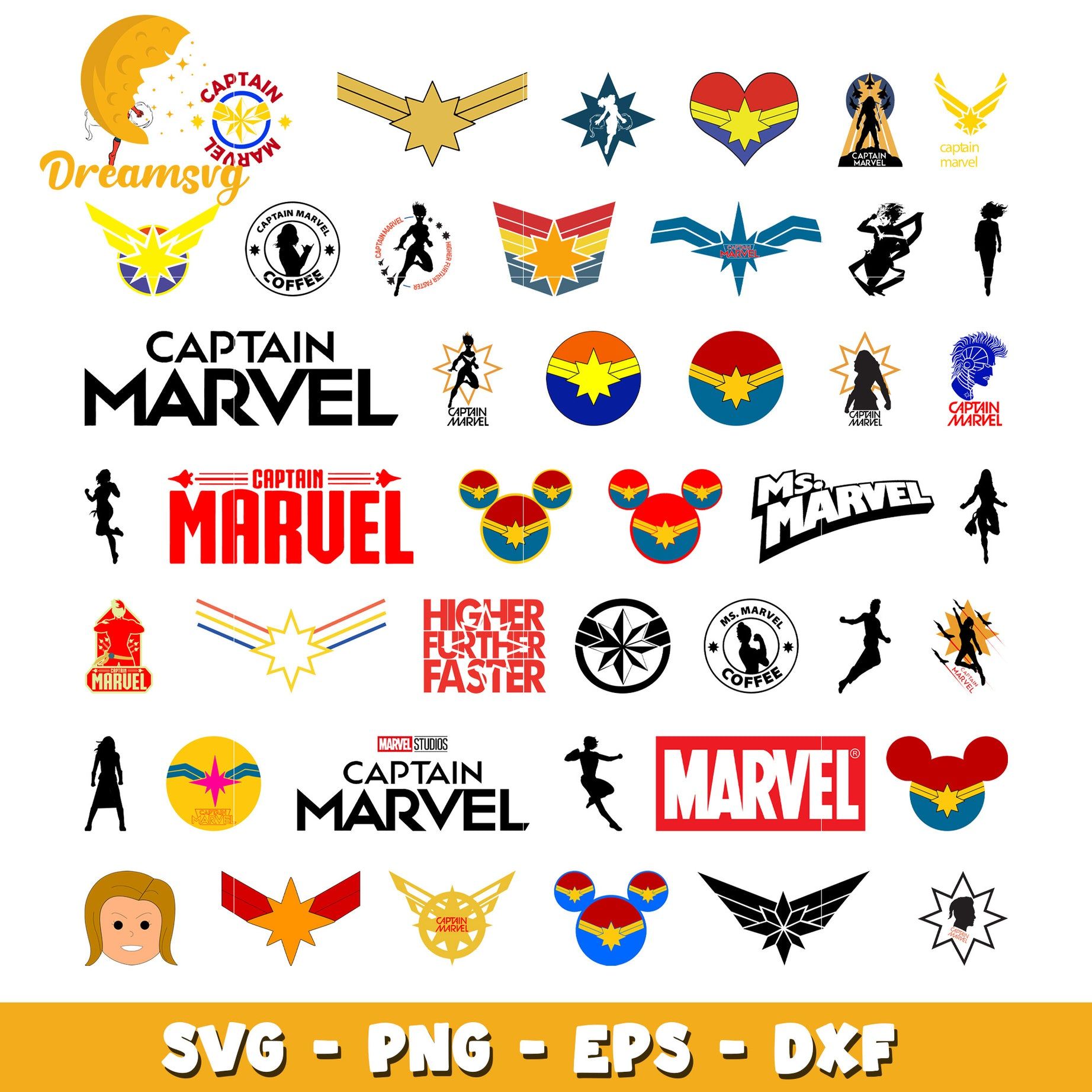 Captain Marvel Logo - Captain marvel logo design bundle svg, captain marvel symbol svg – DreamSVG  Store