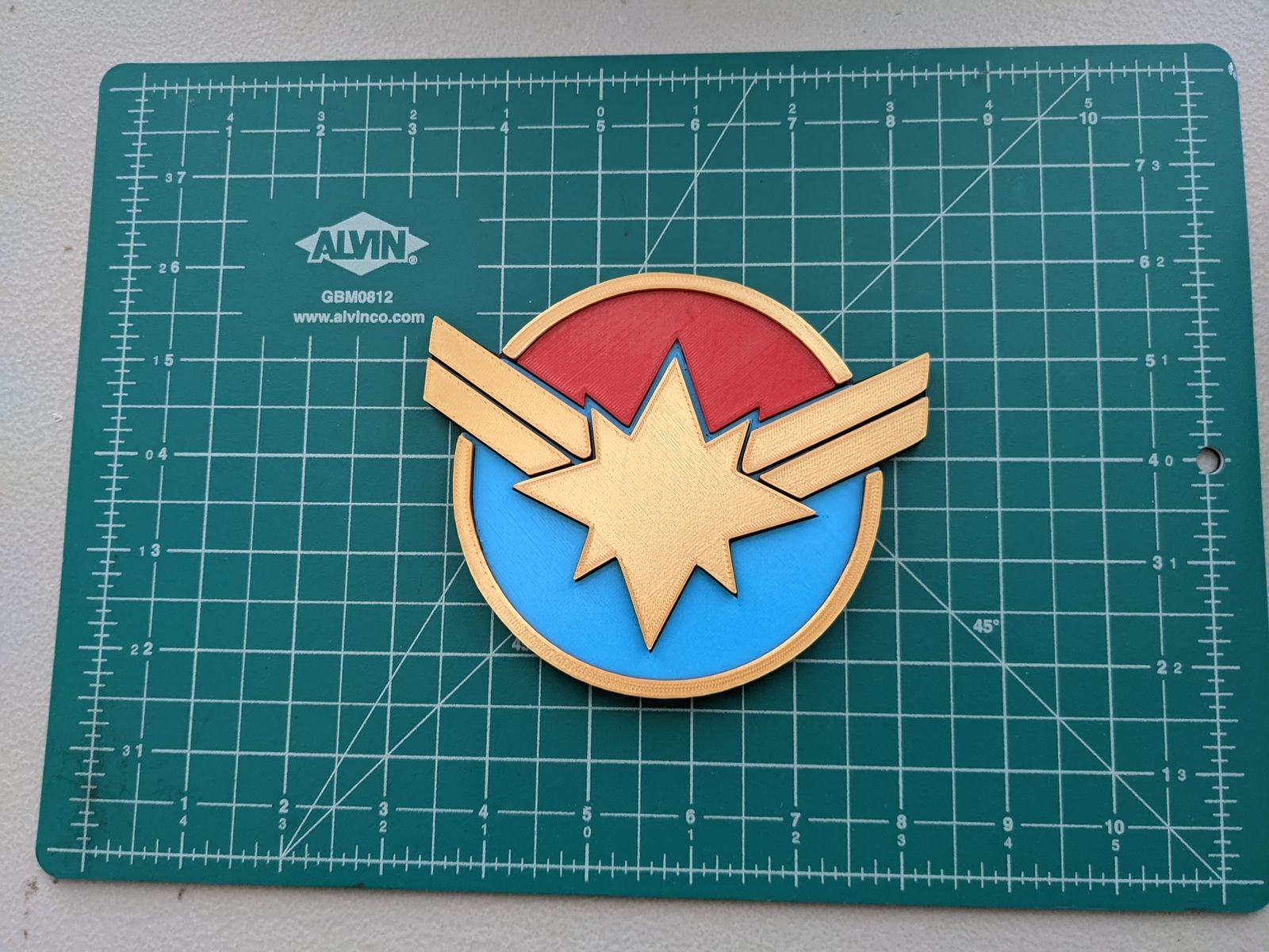 Captain Marvel Logo - Captain Marvel Ms Capt emblem logo 3D printed color wall mount display