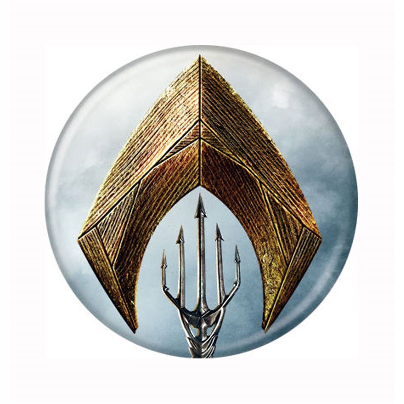 Aquaman Logo - Aquaman Symbol & Trident Button - SuperHeroStuff