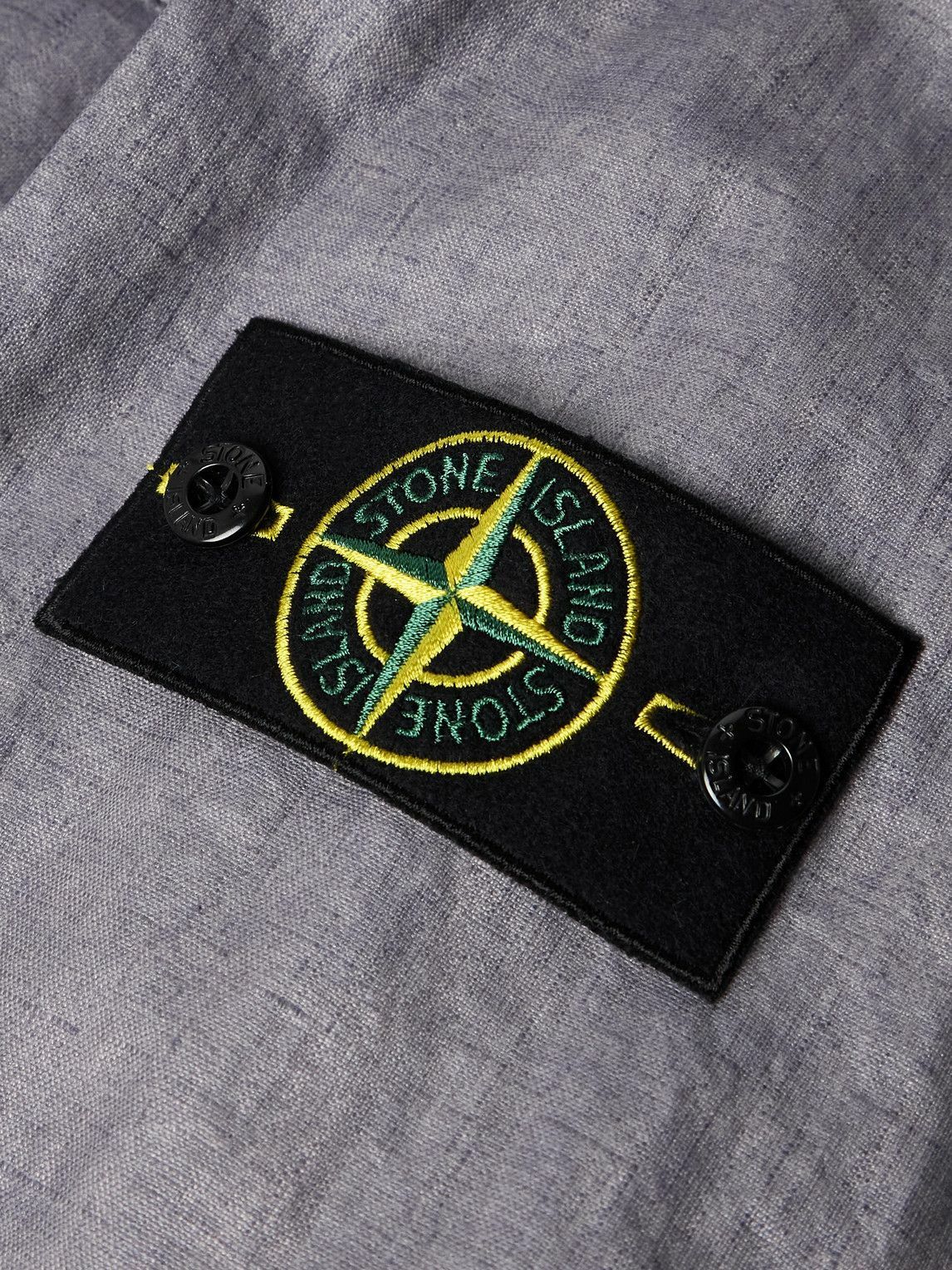 Stone Island Logo - Stone Island - Logo-Appliquéd Garment-Dyed Lino Gommato Jacket - Blue Stone  Island