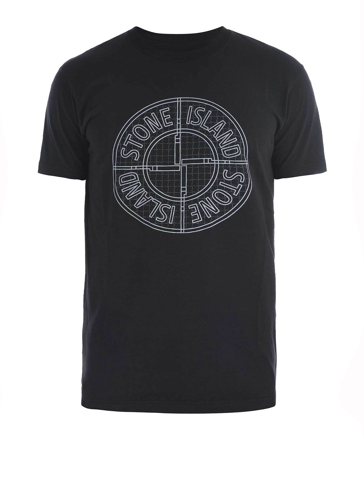 Stone Island Logo - Stone Island Rubber logo cotton t-shirts - Black - Men|20184V0029