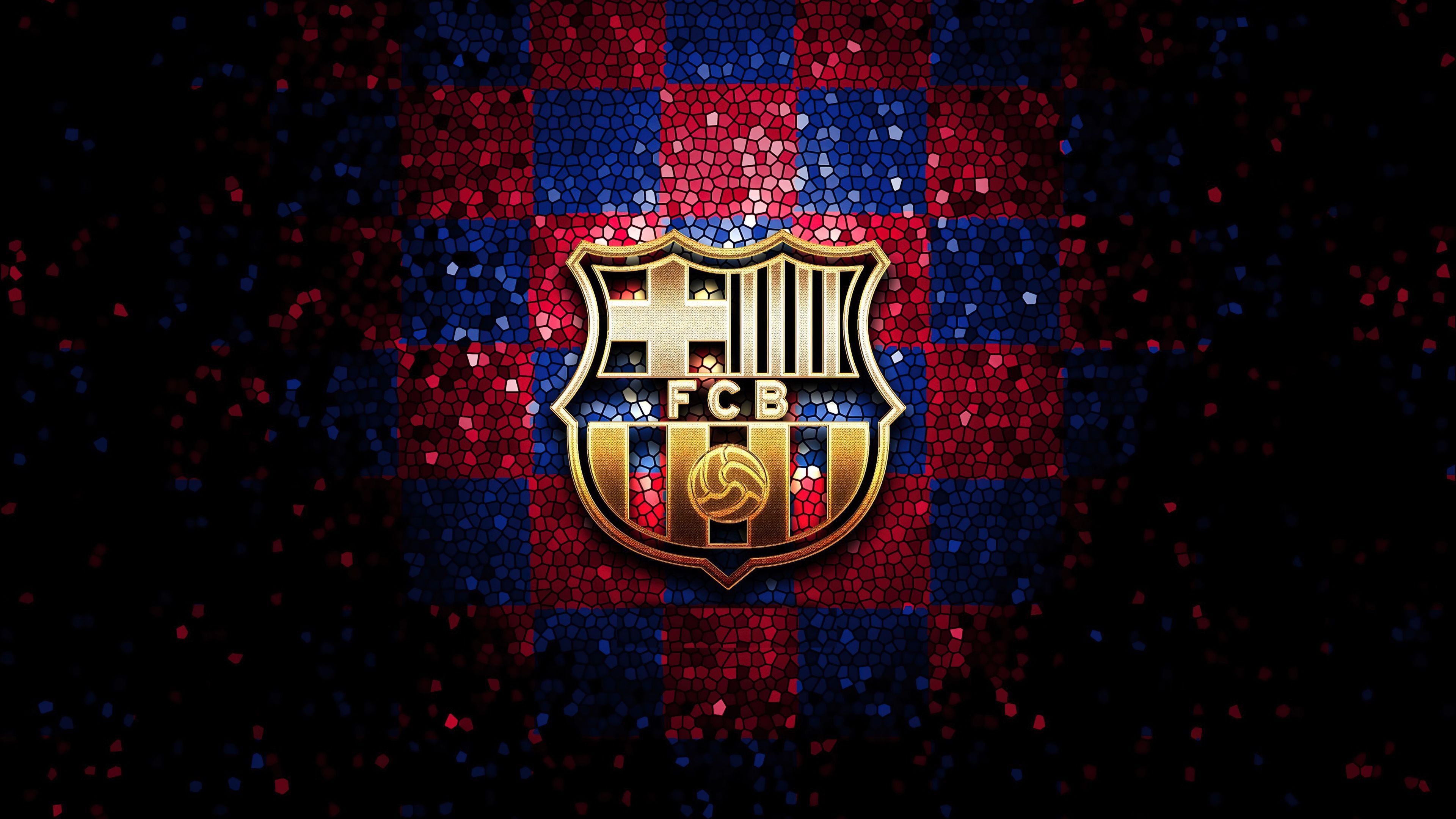 FC Barcelona Logo - Wallpaper logo, mosaic, FCB, FC Barcelona, sports, Dark Aesthetic for  mobile and desktop, section спорт, resolution 3840x2160 - download