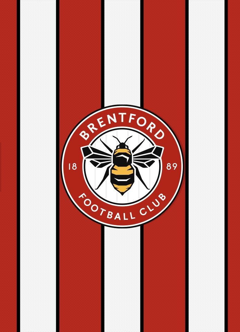 Brentford Logo - Download Brentford FC Logo On Stripes Wallpaper | Wallpapers.com