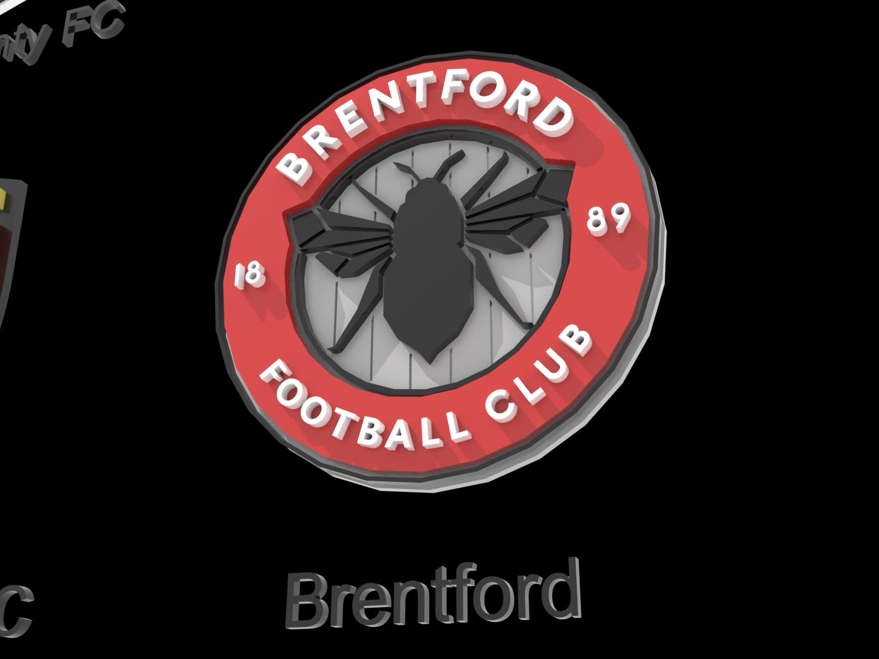 Brentford Logo - Brentford Keychan Logo Printable and Renderable - 3D Model by danyelon