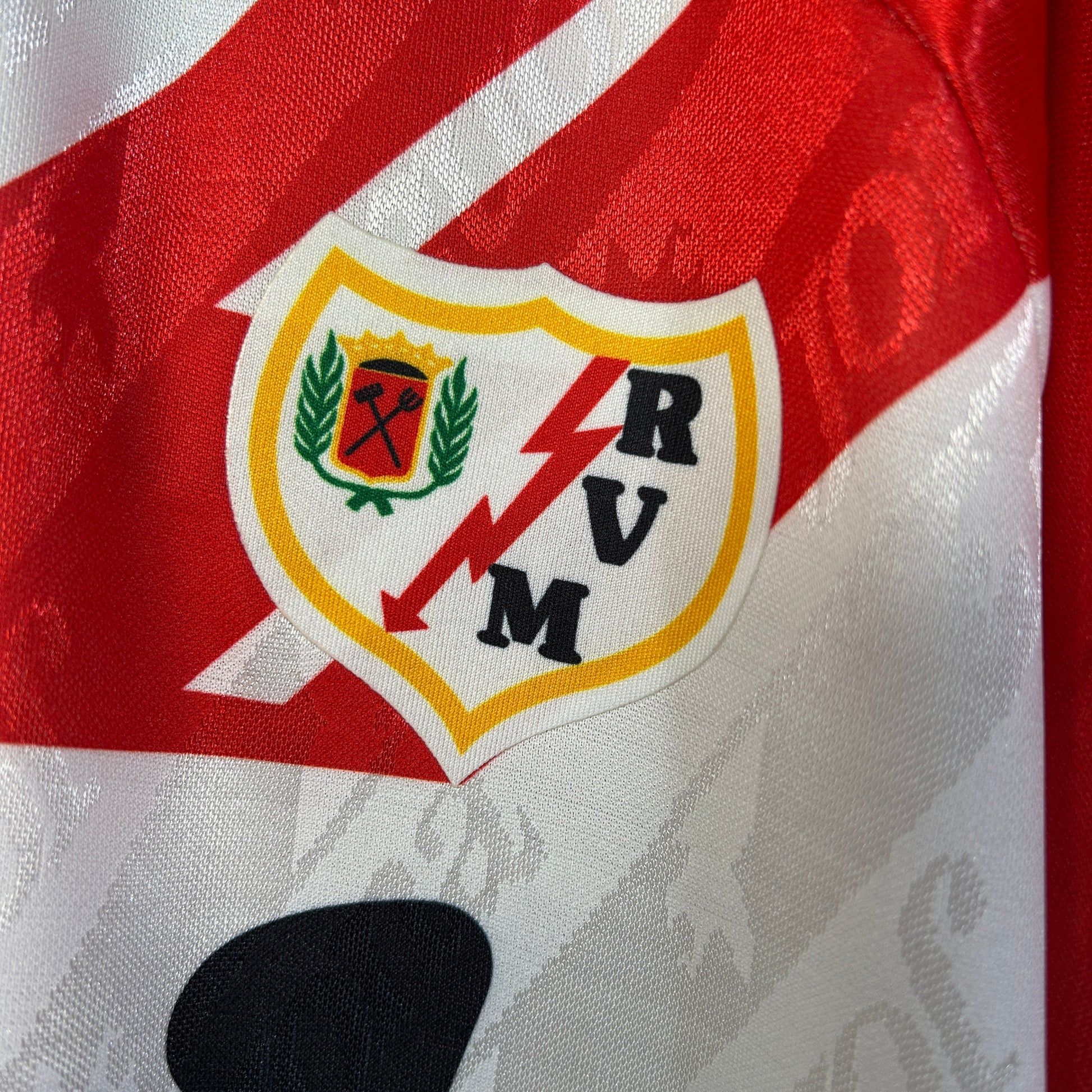 Rayo Vallecano Logo - Rayo Vallecano 1994–95 Retro Shirt – Red diagonal stripe and jacquard –  Fútbol Club Vintage
