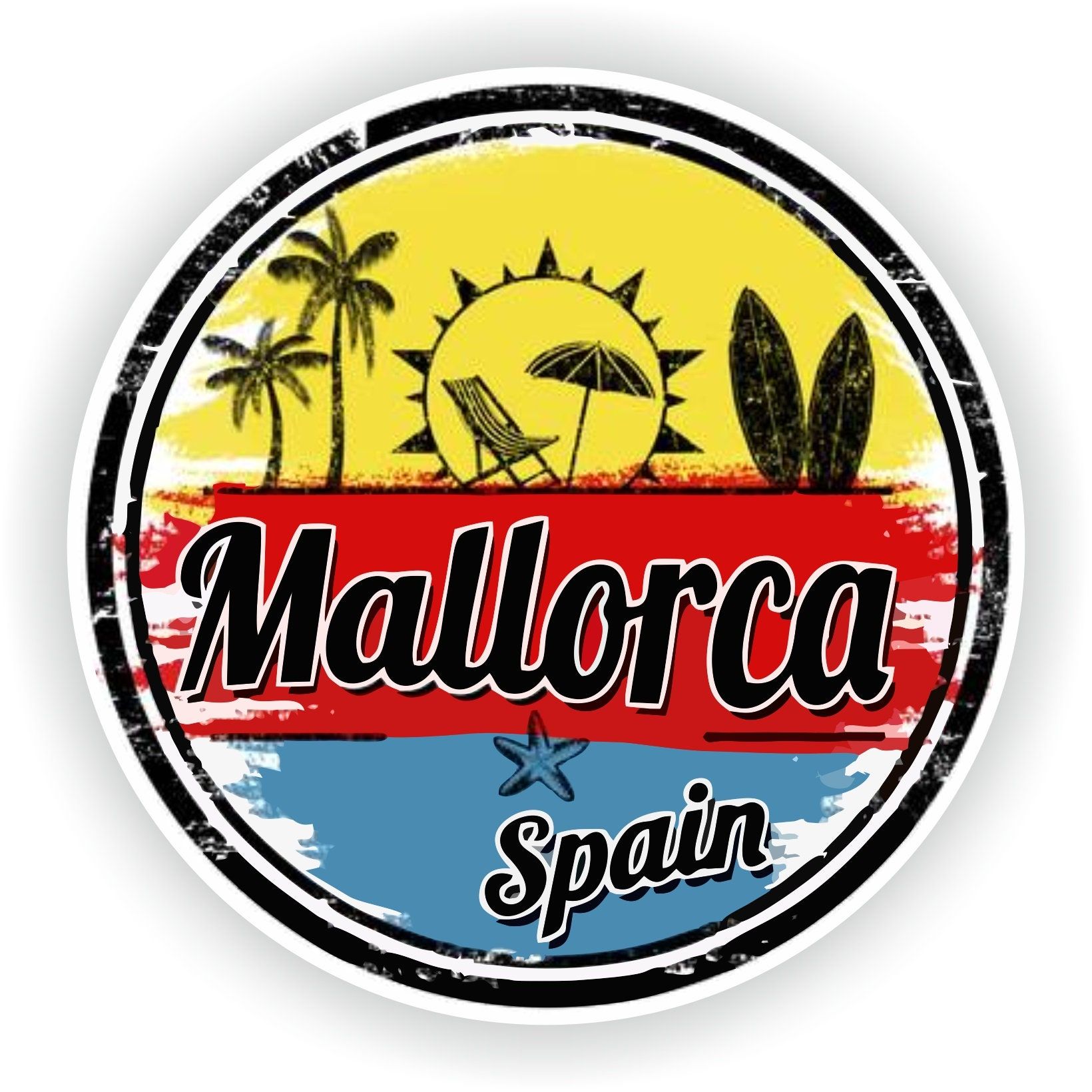 Mallorca Logo - Mallorca Stamp Sticker Round for Laptop Book Fridge Guitar Motorcycle  Helmet Toolbox Door PC Boat - Etsy Canada