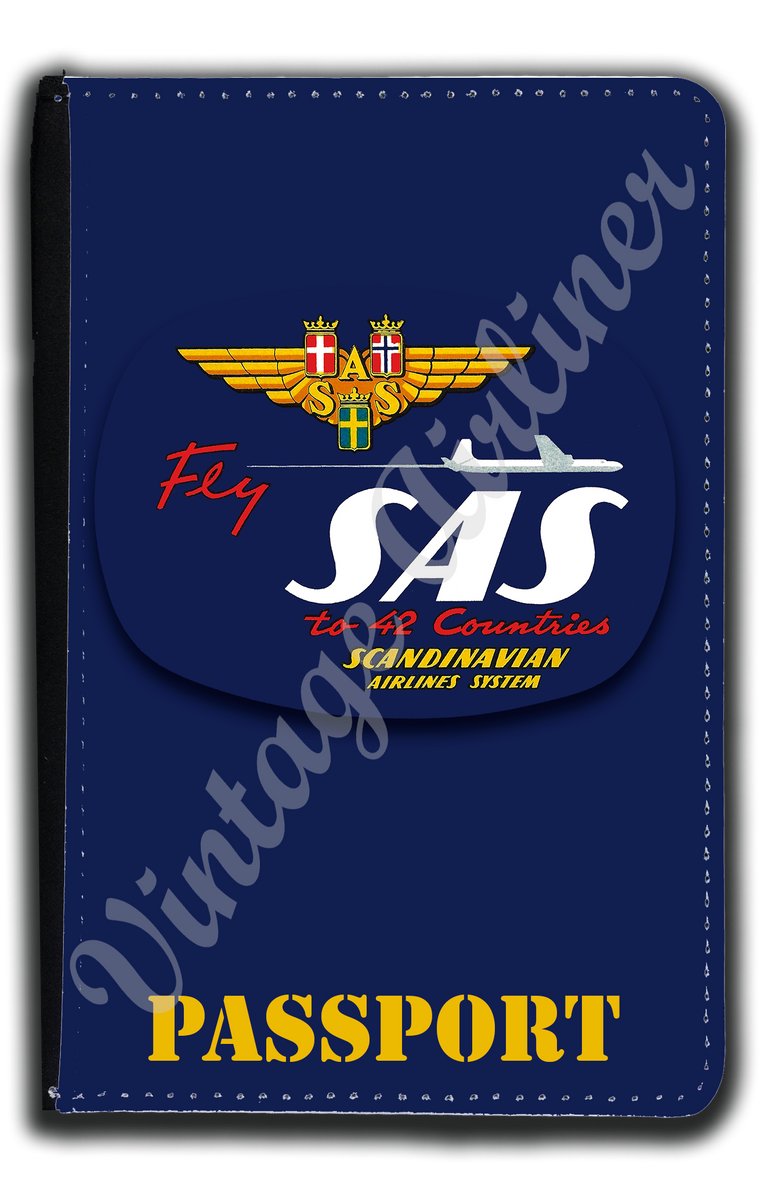 SAS Scandinavian Airlines Logo - Scandinavian Airlines (SAS) 1950's Vintage Bag Sticker Passport Case