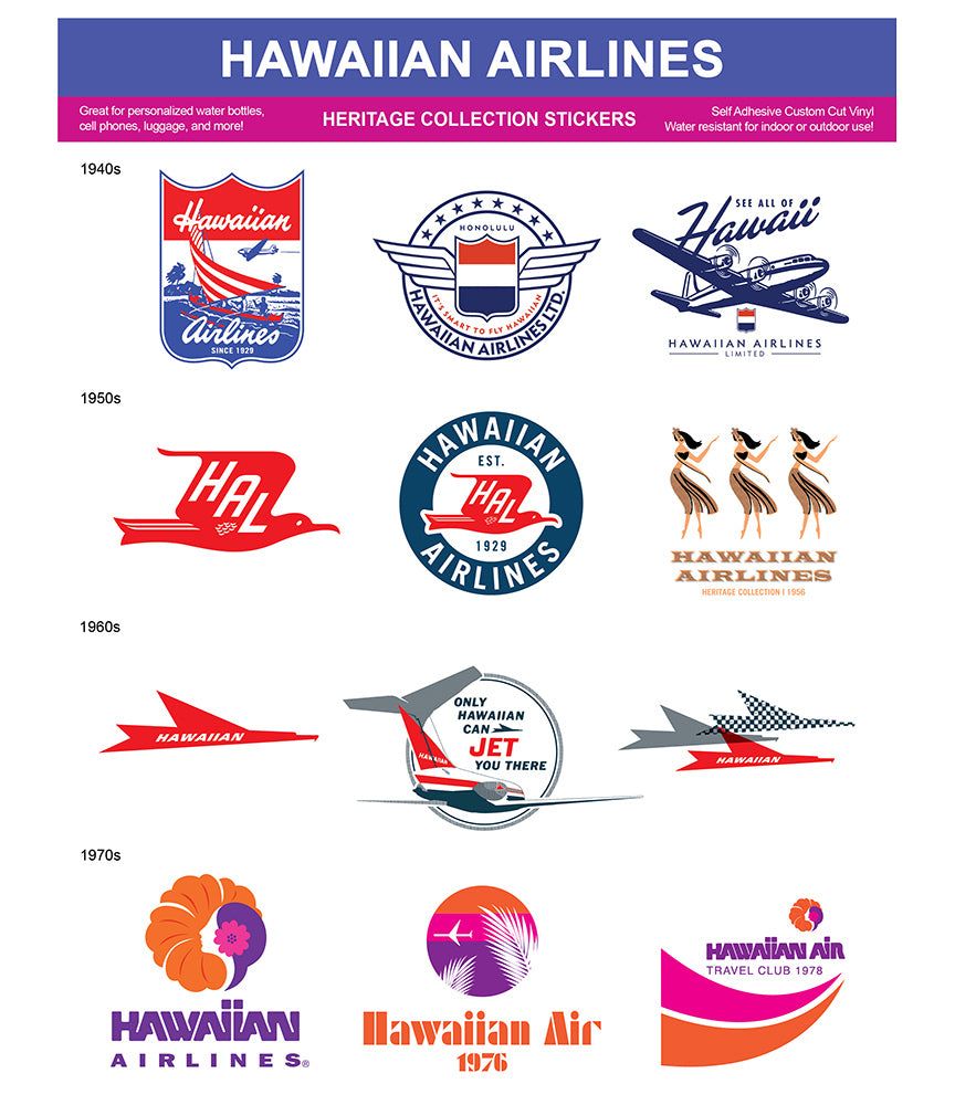 Hawaiian Airlines Logo - Hawaiian Airlines Heritage Stickers