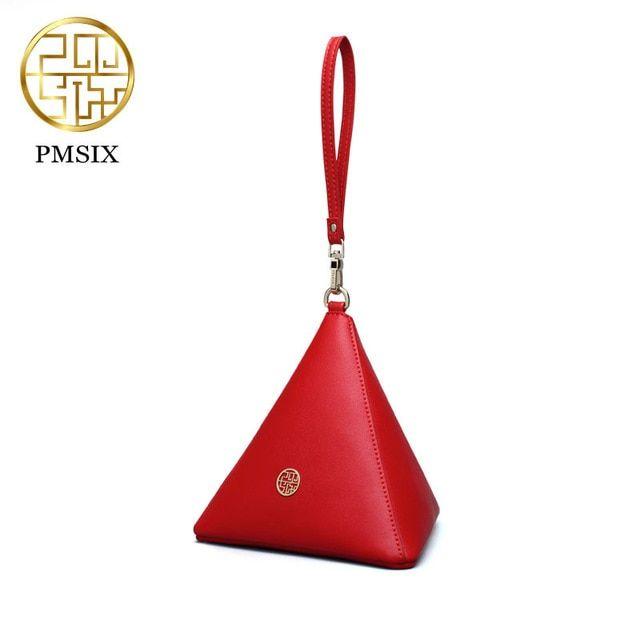 Split Red Triangle Logo - Pmsix 2018 Luxury Women casual evening Clutch Bag realer Split