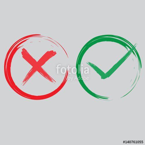 White and Red X Logo - Tick and cross signs. Green checkmark OK and red X icons, isolated