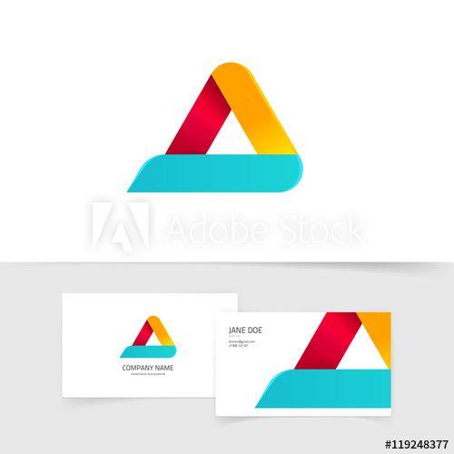 Red and White Triangles Logo - Colorful triangle logo with rounded corners vector isolated on white ...