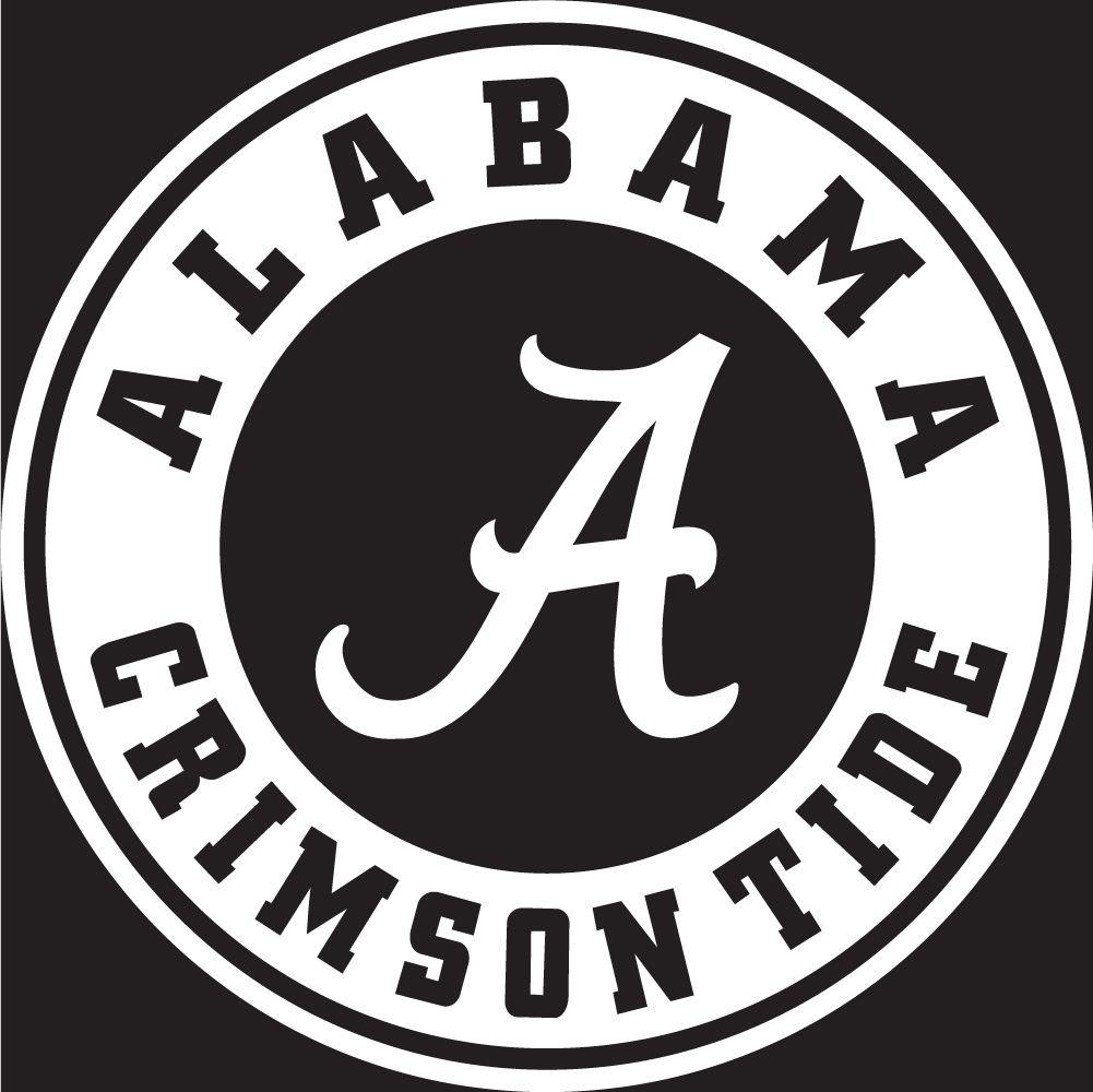 Black and White University of Alabama Logo - 12