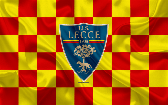 Yellow and Red B Logo - Download wallpaper US Lecce, 4k, logo, creative art, yellow red