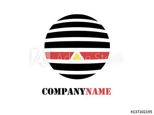 Yellow with White Lines Logo - Company logo. Circle from black and white lines with yellow triangle ...