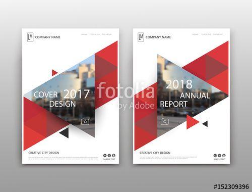 White Red Triangle Company Logo - Abstract binder layout. White a4 brochure cover design. Fancy info