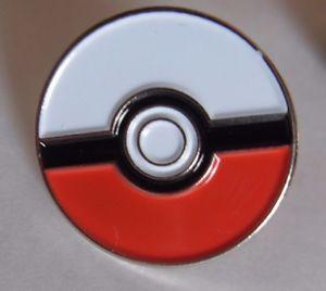 Red and White Ball Logo - Pokemon Ball pin badge. Red, White and black colours