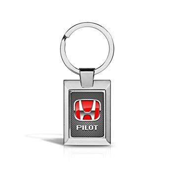 Red Gray Logo - CarBeyondStore Honda Pilot Red Logo on Gray Metal Chrome Metal Key ...