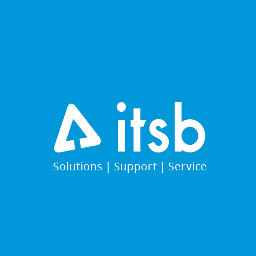 White and Blue Square Brand Logo - ITSB Logo New Strapline - White on Blue Square - IT Support Business