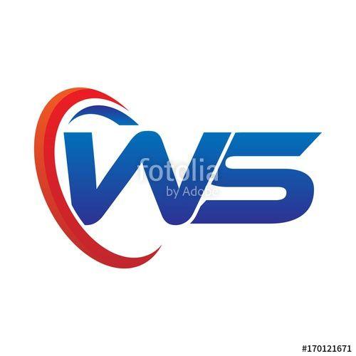 Red and Blue Logo - modern dynamic vector initial letters logo ws with circle swoosh red