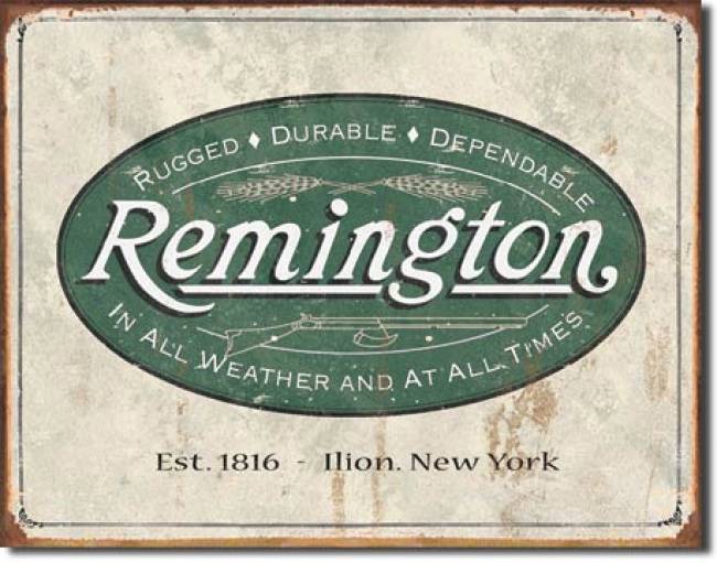 Remmington Logo - Weathered Remington Logo Tin Sign