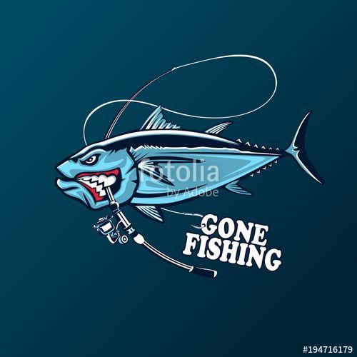 Big Eye Tuna Logo - Angry tuna fish logo. Tuna fishing emblem. Big eye tuna. Angry ...
