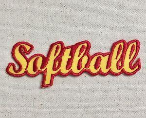 Red and Yellow Word Logo - Softball Word - Yellow/Red (Iron On Applique/Embroidered Patch) | eBay