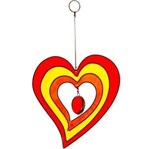 Red and Yellow Heart Logo - Colourful Red & Yellow Heart Shaped Glass Resin Window Hanging
