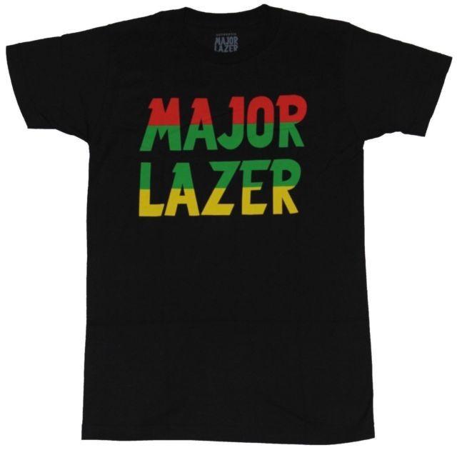 Yellow and Black Word Logo - Major Lazer Mens T-shirt - Red Green Yellow Simple Word Logo Image X ...