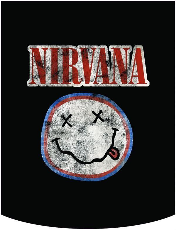 White and Blue Face Logo - Nirvana Official Red White & Blue Smiley Face Logo Backpack