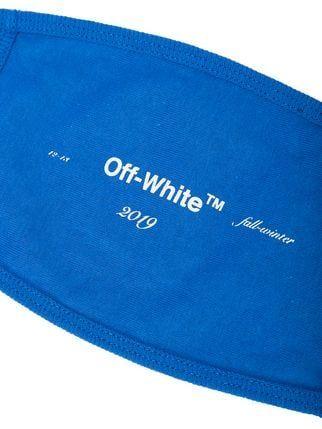 White and Blue Face Logo - Off-White Logo Print Face Mask - Farfetch