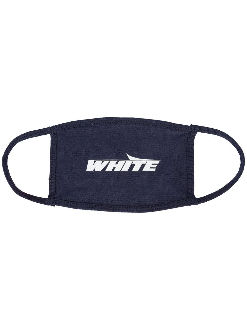 White and Blue Face Logo - Off-White Logo Print Face Mask In Blue | ModeSens