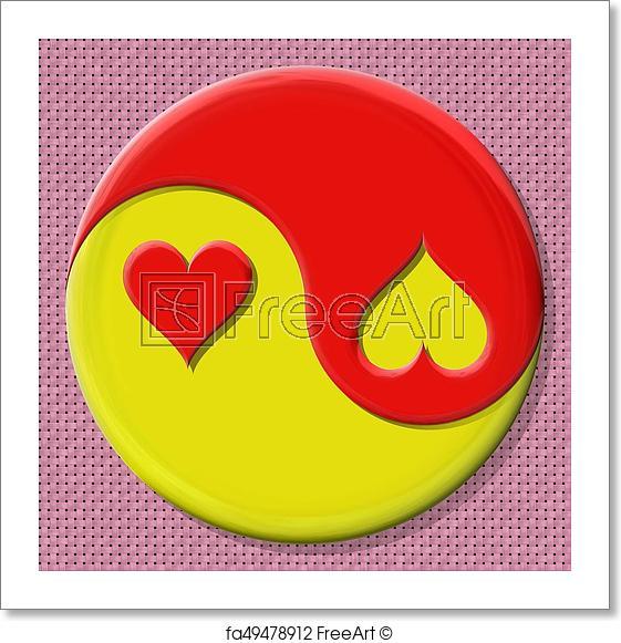 Red and Yellow Heart Logo - Free art print of Illustration of Jin Jang. Illustration of red