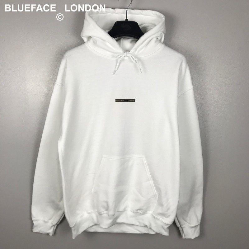 White and Blue Face Logo - BlueFace London White Badge Logo Hoodie - Vinted