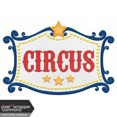Red and Yellow Word Logo - Circus Label graphic by Marcela Cocco. Pixel Scrapper Digital