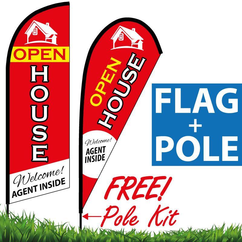 Red and Yellow Word Logo - Open House Feather Flag - Welcome! Agent Inside (red) | eyeBanner
