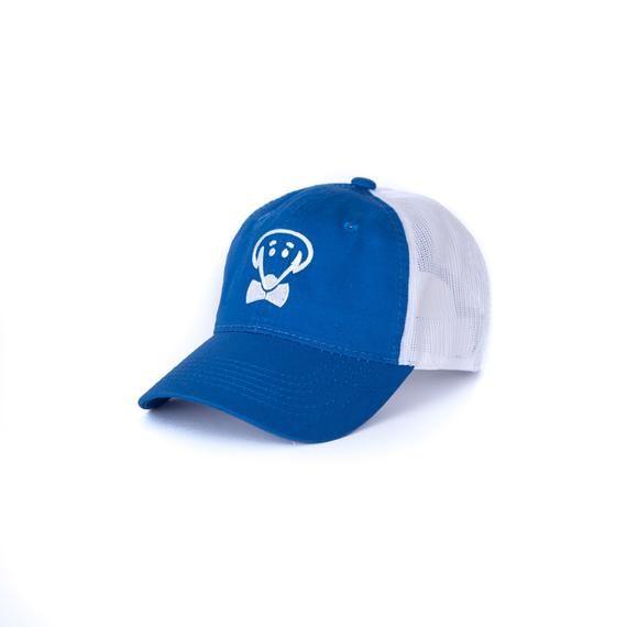White and Blue Face Logo - Bow Ties Dog Face Logo Baseball Hat Royal Blue And White