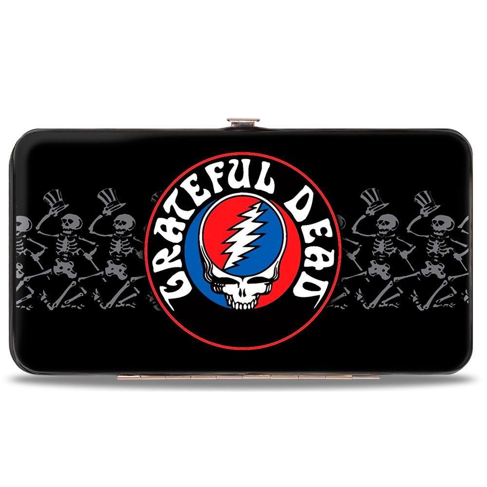 White and Blue Face Logo - Hinged Wallet - GRATEFUL DEAD Steal Your Face Logo/Dancing Skeletons ...