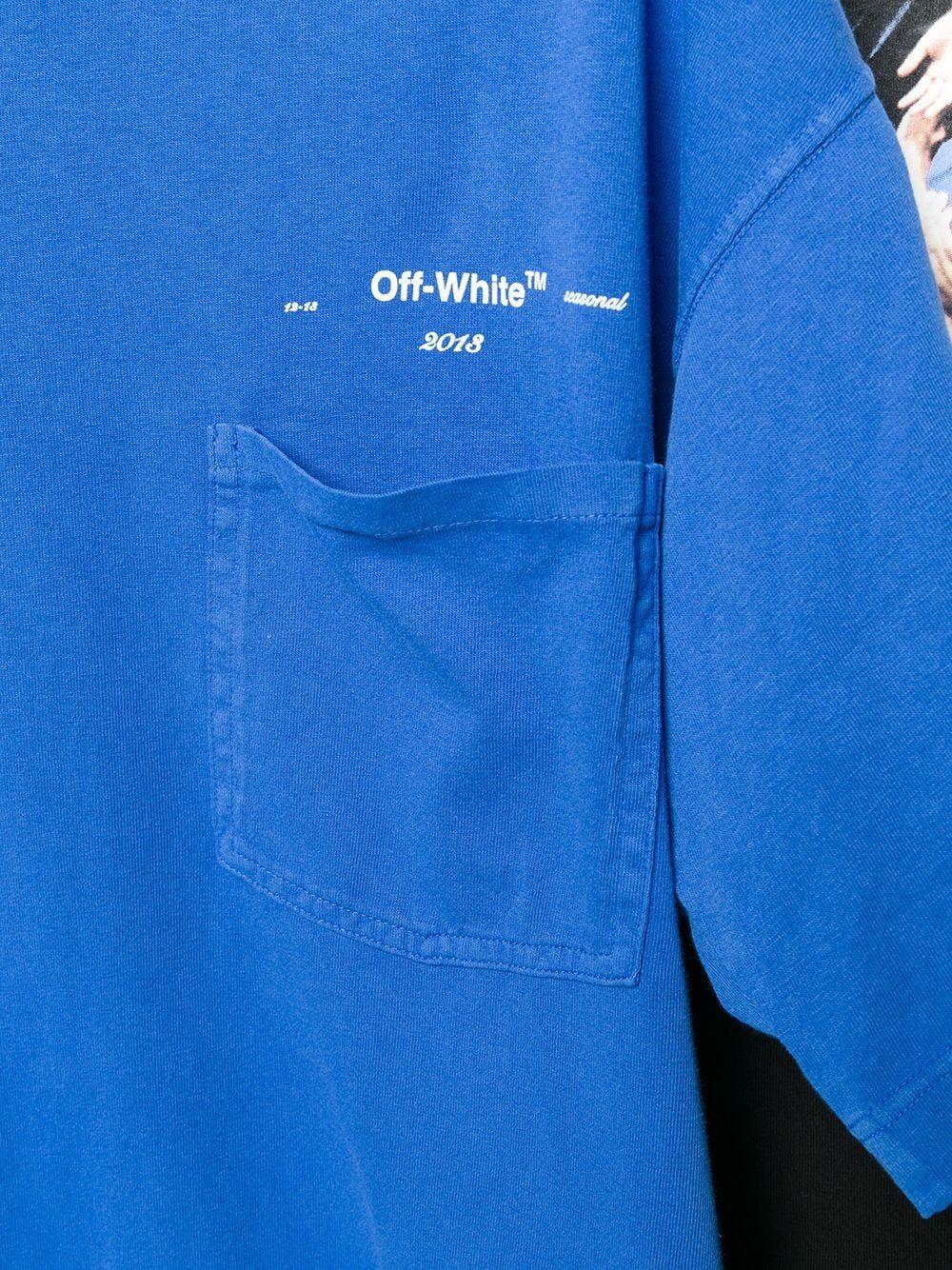 Blue Off White Logo - Off-White 3400 BLUE Off-White logo short-sleeve T-shirt SPYEZA