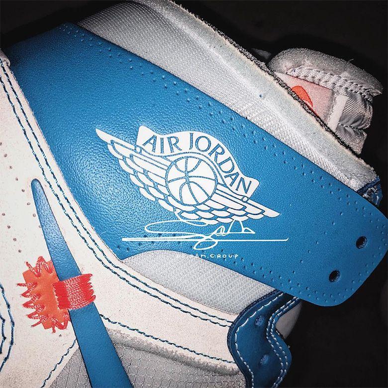 Blue Off White Logo - OFF WHITE Air Jordan 1 UNC Dark Powder Blue Release Date ...