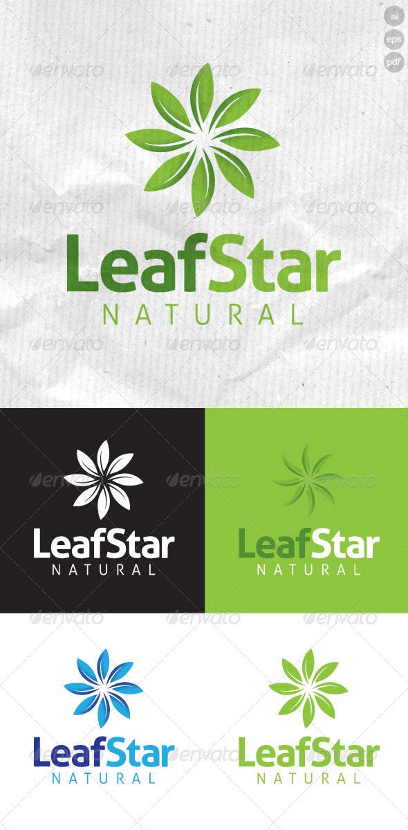 Leaf and Star Logo - Leaf Star Natural Logo
