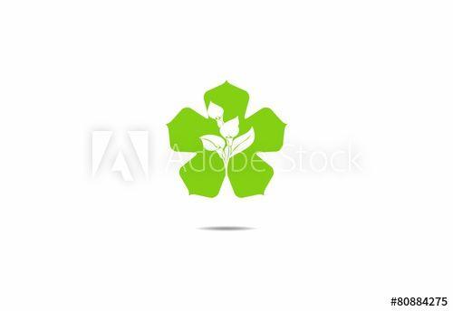 Leaf and Star Logo - flower, star, logo, business, green, leaf this stock vector