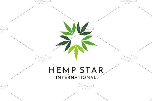 Leaf and Star Logo - Cannabis, Pot Leaf, Hemp & star Logo Logo Templates Creative Market