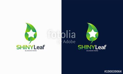 Leaf and Star Logo - Shiny Nature logo, Shiny Leaf logo, Shiny Farm logo, Nature Star ...
