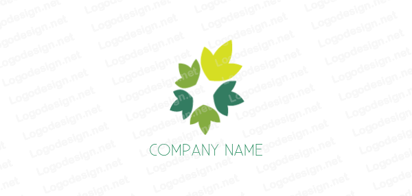 Leaf and Star Logo - Lotus leaves forming negative space star