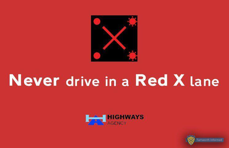 Red Swerve Logo - CMPG X and flashing lights means do not drive past