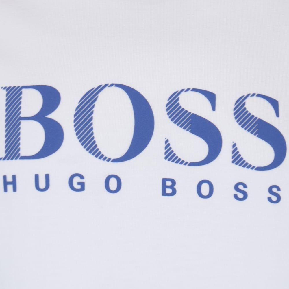 White Blue Logo - HUGO BOSS JUNIOR Hugo Boss Junior White Blue Text Logo T Shirt