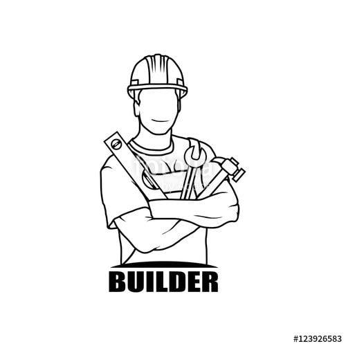 Worker Logo - Worker Icon. Builder. Worker Man Logo. Worker Silhouette. Builder